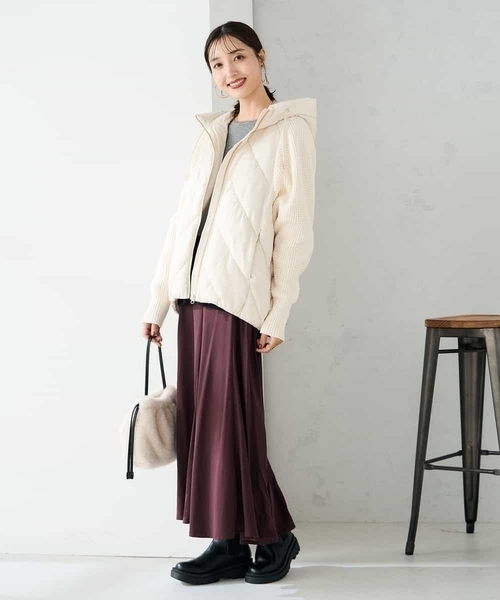 a.v.v（アーヴェヴェ）の「キルトニットドッキングジャケット（その他アウター・レディース・ブラック/アイボリー・40/36/38/34/42）」の8枚目の写真