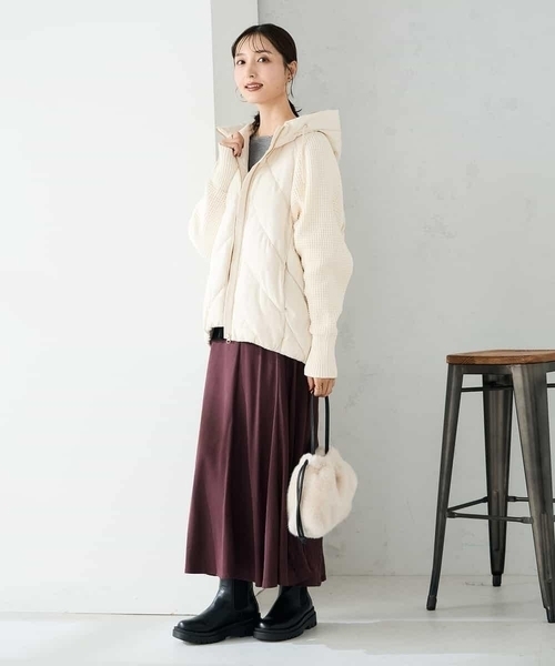 a.v.v（アーヴェヴェ）の「キルトニットドッキングジャケット（その他アウター・レディース・ブラック/アイボリー・40/36/38/34/42）」の9枚目の写真