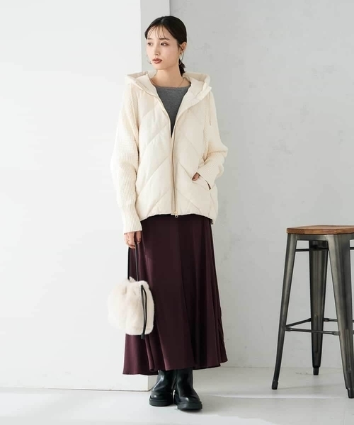 a.v.v（アーヴェヴェ）の「キルトニットドッキングジャケット（その他アウター・レディース・ブラック/アイボリー・40/36/38/34/42）」の10枚目の写真