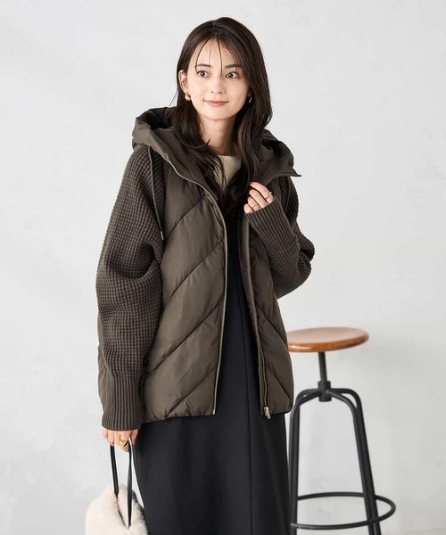 a.v.v（アーヴェヴェ）の「キルトニットドッキングジャケット（その他アウター・レディース・ブラック/アイボリー・40/36/38/34/42）」の12枚目の写真