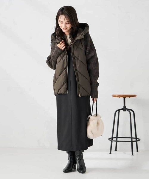 a.v.v（アーヴェヴェ）の「キルトニットドッキングジャケット（その他アウター・レディース・ブラック/アイボリー・40/36/38/34/42）」の14枚目の写真