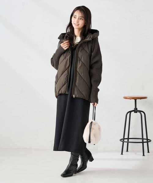 a.v.v（アーヴェヴェ）の「キルトニットドッキングジャケット（その他アウター・レディース・ブラック/アイボリー・40/36/38/34/42）」の15枚目の写真