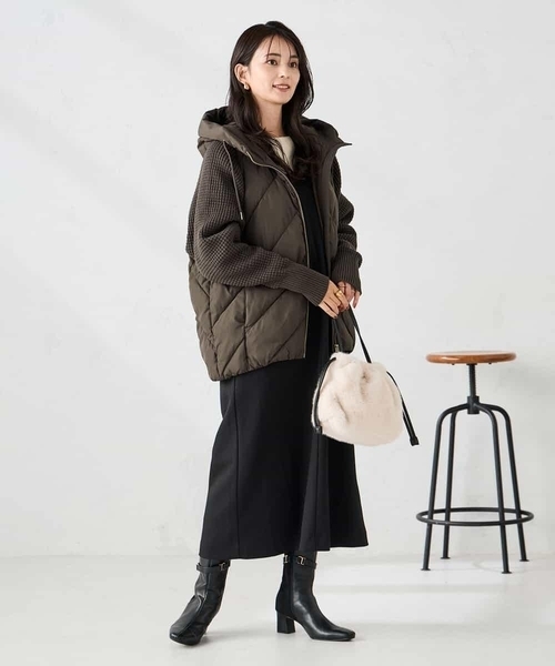 a.v.v（アーヴェヴェ）の「キルトニットドッキングジャケット（その他アウター・レディース・ブラック/アイボリー・40/36/38/34/42）」の17枚目の写真