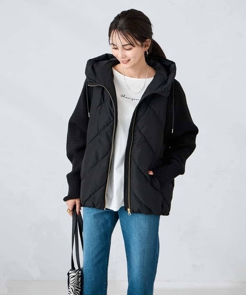 a.v.v（アーヴェヴェ）の「キルトニットドッキングジャケット（その他アウター・レディース・ブラック/アイボリー・40/36/38/34/42）」の18枚目の写真