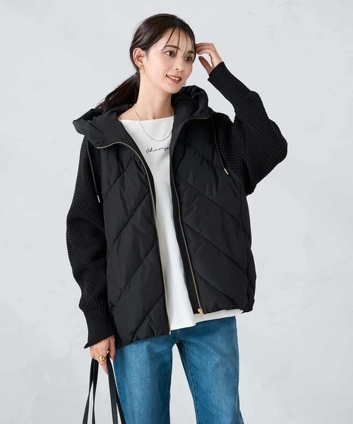 a.v.v（アーヴェヴェ）の「キルトニットドッキングジャケット（その他アウター・レディース・ブラック/アイボリー・40/36/38/34/42）」の19枚目の写真