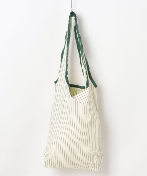 FOUND GOOD（ファウンドグッド）の「ストライプトラベルバッグ（エコバッグ/サブバッグ・レディース・グリーン/ピンク系/ブルー系・FREE）」の2枚目の写真