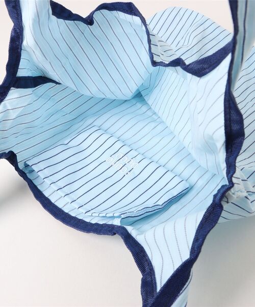 FOUND GOOD（ファウンドグッド）の「ストライプトラベルバッグ（エコバッグ/サブバッグ・レディース・グリーン/ピンク系/ブルー系・FREE）」の6枚目の写真