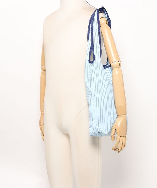 FOUND GOOD（ファウンドグッド）の「ストライプトラベルバッグ（エコバッグ/サブバッグ・レディース・グリーン/ピンク系/ブルー系・FREE）」の5枚目の写真