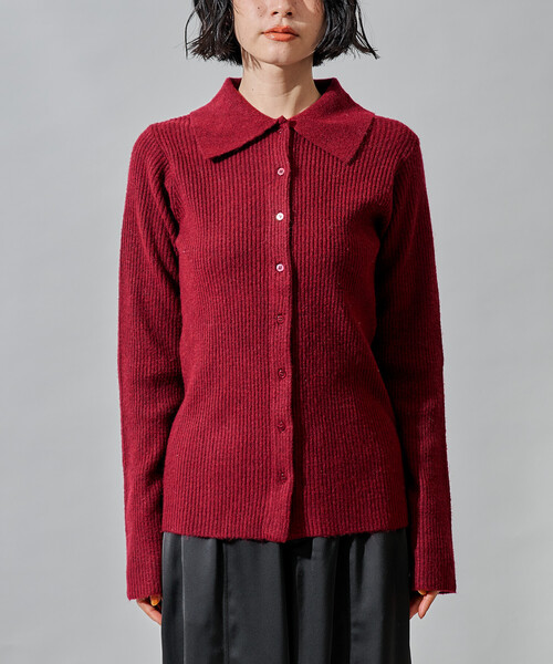 セール】ポロ襟 ニットカーディガン/襟付きニット（カーディガン