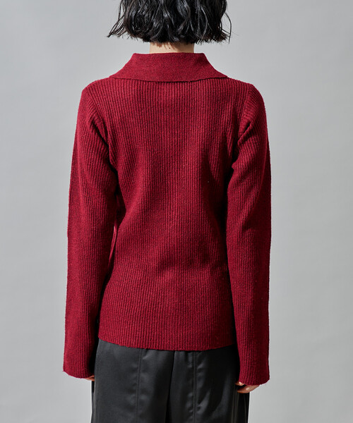 セール】ポロ襟 ニットカーディガン/襟付きニット（カーディガン