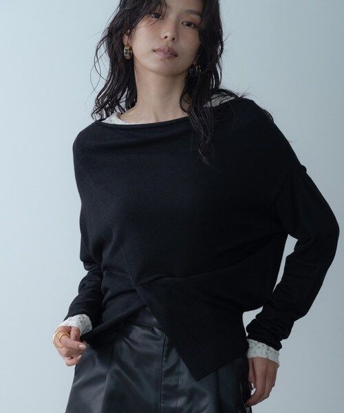 GALLEST（ギャレスト）の「2Wayドレープスリットニット（ニット/セーター・レディース・ブラック/オレンジ/ホワイト・38）」の2枚目の写真