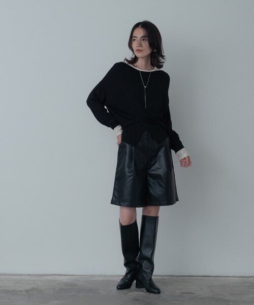 GALLEST（ギャレスト）の「2Wayドレープスリットニット（ニット/セーター・レディース・ブラック/オレンジ/ホワイト・38）」の7枚目の写真