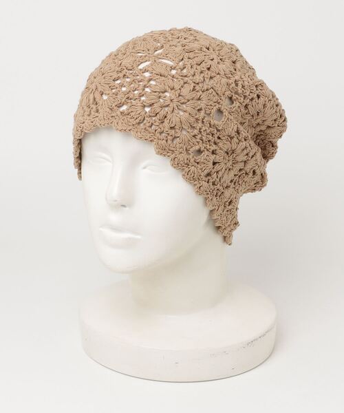 Vini（ヴィニ）の「クロシェ編みビーニー（ニットキャップ/ビーニー・レディース・ベージュ/ブラック/アイボリー・FREE）」の14枚目の写真