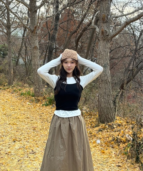 Vini（ヴィニ）の「クロシェ編みビーニー（ニットキャップ/ビーニー・レディース・ベージュ/ブラック/アイボリー・FREE）」の13枚目の写真