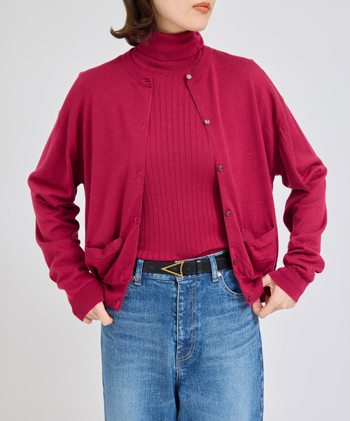 JOHN SMEDLEY（ジョンスメドレー）の「JOHN SMEDLEY別注 CD（ジョンスメドレー別注/天竺ニットカーディガン）（カーディガン/ボレロ・レディース・ライトグレー/ベージュ/ワイン/ブラック/チャコールグレー・38）」の6枚目の写真