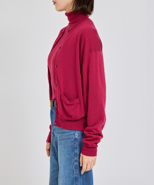 JOHN SMEDLEY（ジョンスメドレー）の「JOHN SMEDLEY別注 CD（ジョンスメドレー別注/天竺ニットカーディガン）（カーディガン/ボレロ・レディース・ライトグレー/ベージュ/ワイン/ブラック/チャコールグレー・38）」の7枚目の写真