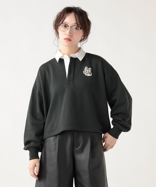 BEAMS HEART（ビームスハート）の「サガラ ネコ ラガースウェット（スウェット・レディース・チャコールグレー/レッド系その他5/ホワイト系その他5・FREE）」の2枚目の写真