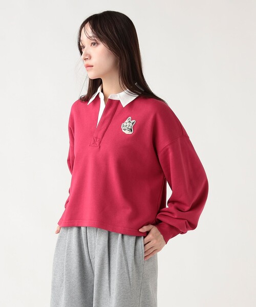 BEAMS HEART（ビームスハート）の「サガラ ネコ ラガースウェット（スウェット・レディース・チャコールグレー/レッド系その他5/ホワイト系その他5・FREE）」の3枚目の写真
