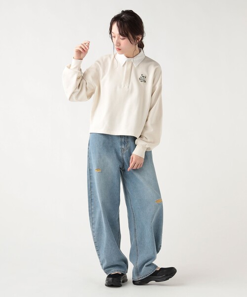 BEAMS HEART（ビームスハート）の「サガラ ネコ ラガースウェット（スウェット・レディース・チャコールグレー/レッド系その他5/ホワイト系その他5・FREE）」の6枚目の写真