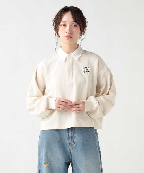 BEAMS HEART（ビームスハート）の「サガラ ネコ ラガースウェット（スウェット・レディース・チャコールグレー/レッド系その他5/ホワイト系その他5・FREE）」の7枚目の写真