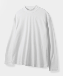 コンフォートハーフモックネックニットTシャツ_ホワイト