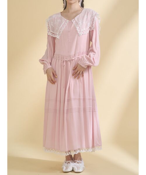 merry jenny（メリージェニー）の「airy lace collarワンピース（ワンピース・レディース・クリーム/オフホワイト/ピンク・FREE）」の3枚目の写真