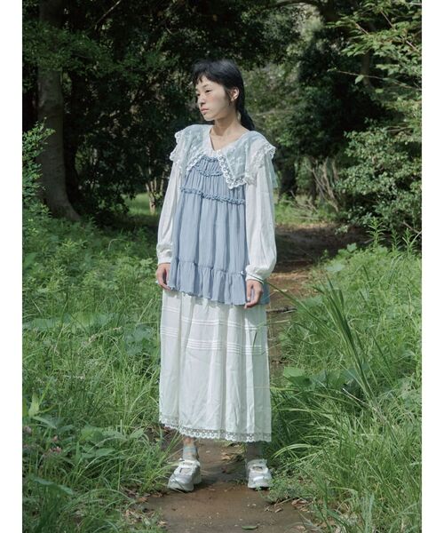 merry jenny（メリージェニー）の「airy lace collarワンピース（ワンピース・レディース・クリーム/オフホワイト/ピンク・FREE）」の6枚目の写真