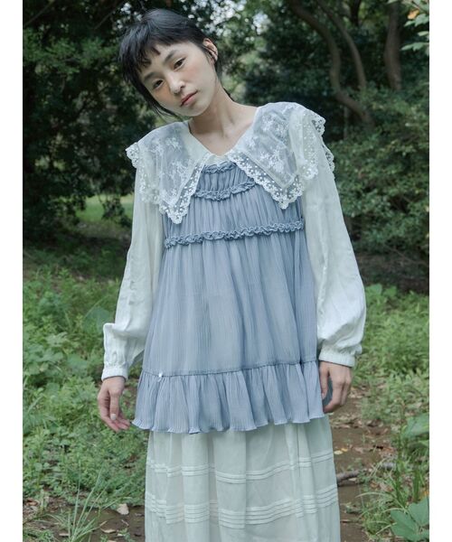 merry jenny（メリージェニー）の「airy lace collarワンピース（ワンピース・レディース・クリーム/オフホワイト/ピンク・FREE）」の7枚目の写真