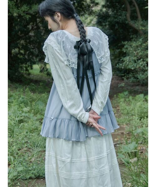 merry jenny（メリージェニー）の「airy lace collarワンピース（ワンピース・レディース・クリーム/オフホワイト/ピンク・FREE）」の8枚目の写真