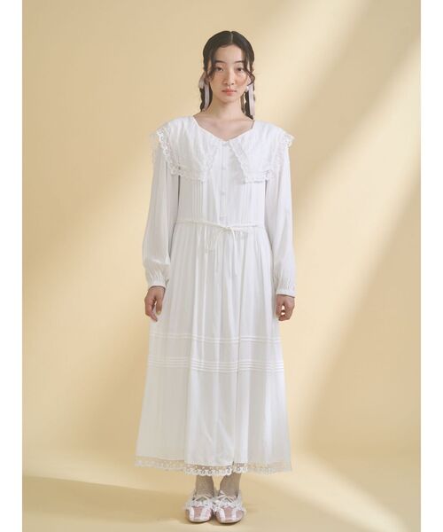 merry jenny（メリージェニー）の「airy lace collarワンピース（ワンピース・レディース・クリーム/オフホワイト/ピンク・FREE）」の9枚目の写真