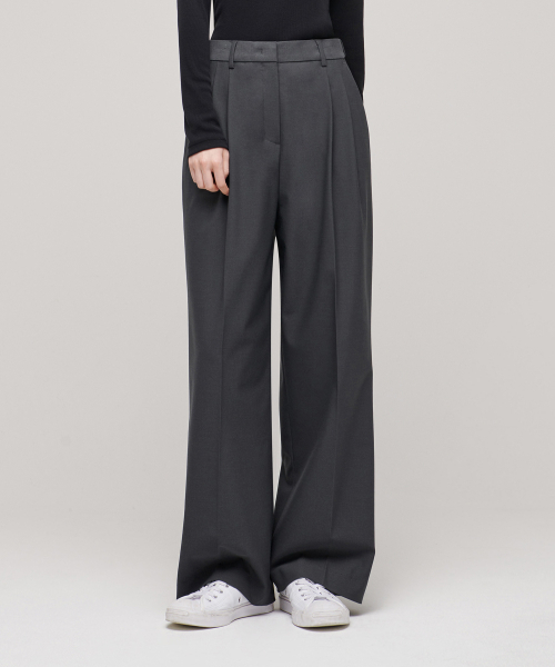 MUSINSA STANDARD WOMAN（ムシンサスタンダードウーマン）の「ウィメンズハイウエストワイドヒドンバンディングスラックス[グレー]（スラックス・レディース・その他・27/28/29/34/30/31/24/25/26/32）」の2枚目の写真