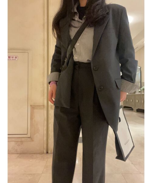 MUSINSA STANDARD WOMAN（ムシンサスタンダードウーマン）の「ウィメンズハイウエストワイドヒドンバンディングスラックス[グレー]（スラックス・レディース・その他・27/28/29/34/30/31/24/25/26/32）」の15枚目の写真
