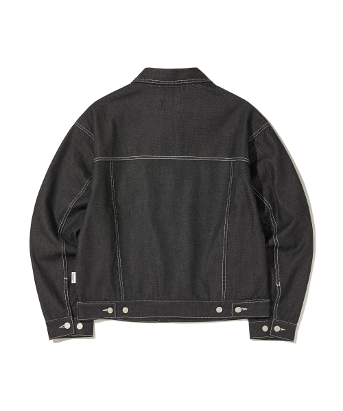 セール】デニムステッチツーポケットトラッカージャケット_ブラック
