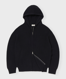 GLW（ジーエルダブリュ）の「オーバーフィットハッチツーウェイフードジップニットブラック（ニット/セーター）」