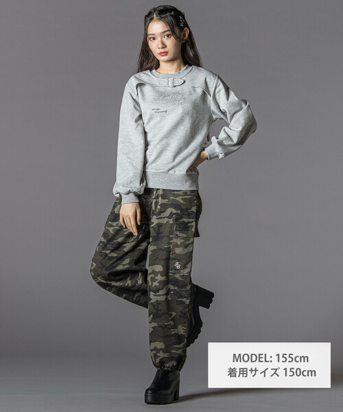 ZIDDY（ジディ）の「ラインストーン・トレーナー(130~160cm)（スウェット・キッズ・グリーン系その他/グレー・140cm/150cm/130cm/FREE）」の3枚目の写真