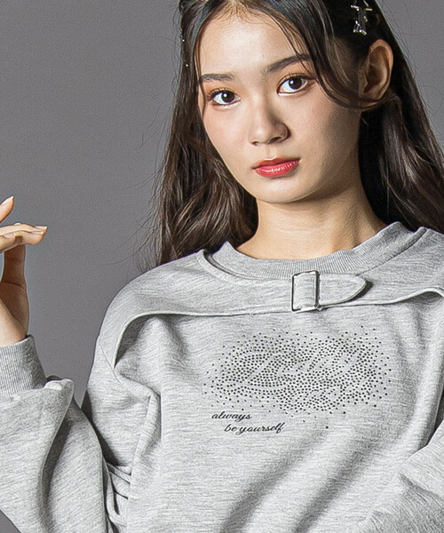 ZIDDY（ジディ）の「ラインストーン・トレーナー(130~160cm)（スウェット・キッズ・グリーン系その他/グレー・140cm/150cm/130cm/FREE）」の5枚目の写真