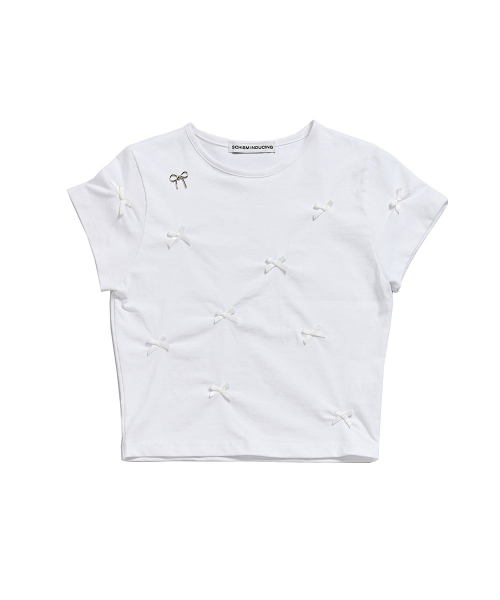 SCHISM INDUCING（スキズムインデューシング）の「RIBBON CHARM T SHIRT_WHITE（Tシャツ/カットソー・レディース・その他・FREE）」の4枚目の写真