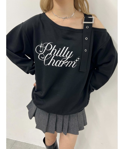 PHILLY（フィリー）の「ベルトオフショルビッグスウェット（スウェット・レディース・グレー/アイボリー/ブラック・FREE）」の2枚目の写真