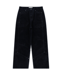VELVET DENIM DOUBLE KNEE PANTS (NAVY)