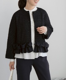 【新作 1/30発売】【SONO/ソーノ】【SONO NAVY/ソーノネイビー】ホイップフリルショートジャケット-TWEED-