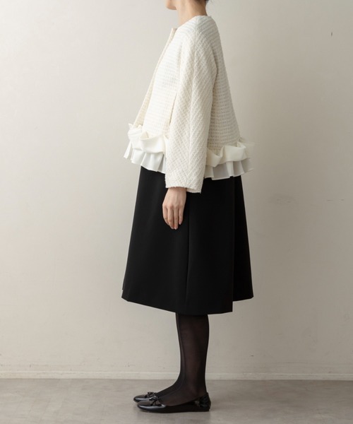 Sono(ソーノ)の「【新作 1/30発売】【SONO/ソーノ】【SONO NAVY/ソーノネイビー】ホイップフリルショートジャケット-TWEED-(ノーカラージャケット・レディース・ブラック/ネイビー/ホワイト・F)」の15枚目の写真