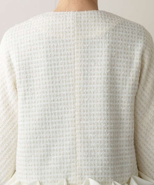 Sono(ソーノ)の「【新作 1/30発売】【SONO/ソーノ】【SONO NAVY/ソーノネイビー】ホイップフリルショートジャケット-TWEED-(ノーカラージャケット・レディース・ブラック/ネイビー/ホワイト・F)」の18枚目の写真
