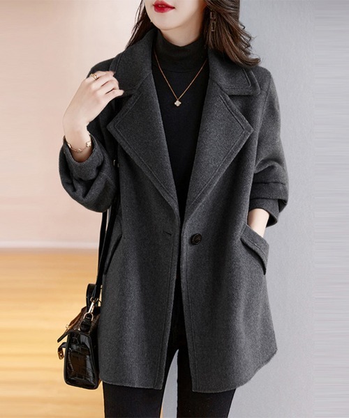 セール】ウールライクテーラードロングコート（チェスターコート