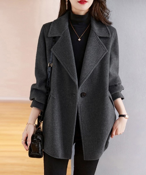 セール】ウールライクテーラードロングコート（チェスターコート