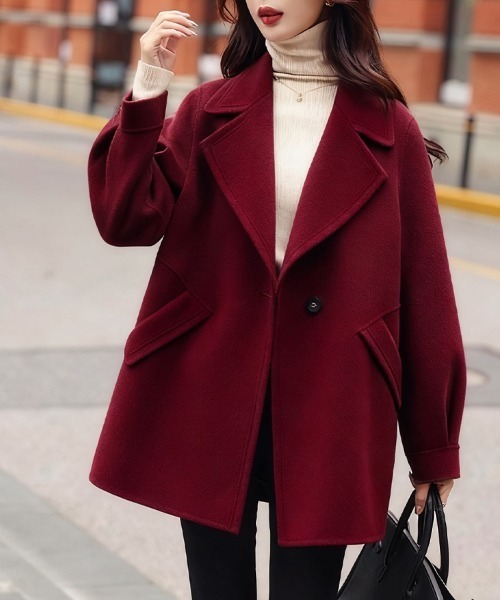 セール】ウールライクテーラードロングコート（チェスターコート