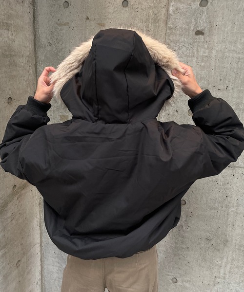 セール】ナイロン×ファー リバーシブルブルゾン（ミリタリージャケット