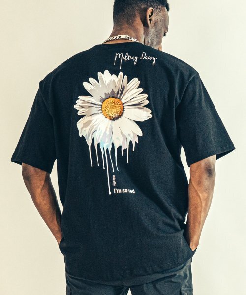 BEOM(ボム)の「メルティングデイジー 特殊綿 オーバーサイズTシャツ ブラック(Tシャツ/カットソー・メンズ・その他・1/2)」の1枚目の写真