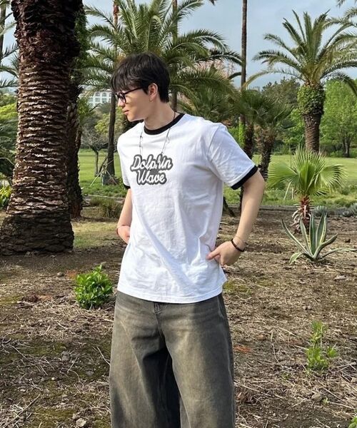 DOLPHIN WAVE APPAREL(ドルフィンウェーブアパレル)の「ドルフィン発泡プリントビッグロゴリンガー半袖Tシャツホワイト(Tシャツ/カットソー・メンズ・その他・MEDIUM/LARGE/X-LARGE)」の3枚目の写真