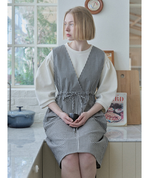 AVANT-G(アバン)の「Check Waist string dress - BLACK(ワンピース・レディース・その他・FREE)」の2枚目の写真