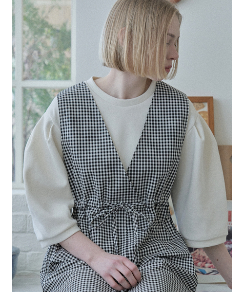 AVANT-G(アバン)の「Check Waist string dress - BLACK(ワンピース・レディース・その他・FREE)」の3枚目の写真